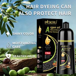 MOKERU Shampooing Colorant <span class=keywords><strong>Cheveux</strong></span> au Riz Noir et Huile d'Argan, Teinture Naturelle Permanente 3-en-1, Couverture des <span class=keywords><strong>Cheveux</strong></span> Gris Sans Ammoniaque, 500ml - Product Image 3