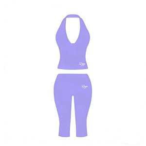 2026 <strong>Womens</strong> Y2K Custom logo Leggings Sets <strong>Jersey</strong> Tracksuits Soild Halter Tops Biker <strong>Shorts</strong> Casual Two Piece Set <strong>Women's</strong> Clothing - Product Image 3