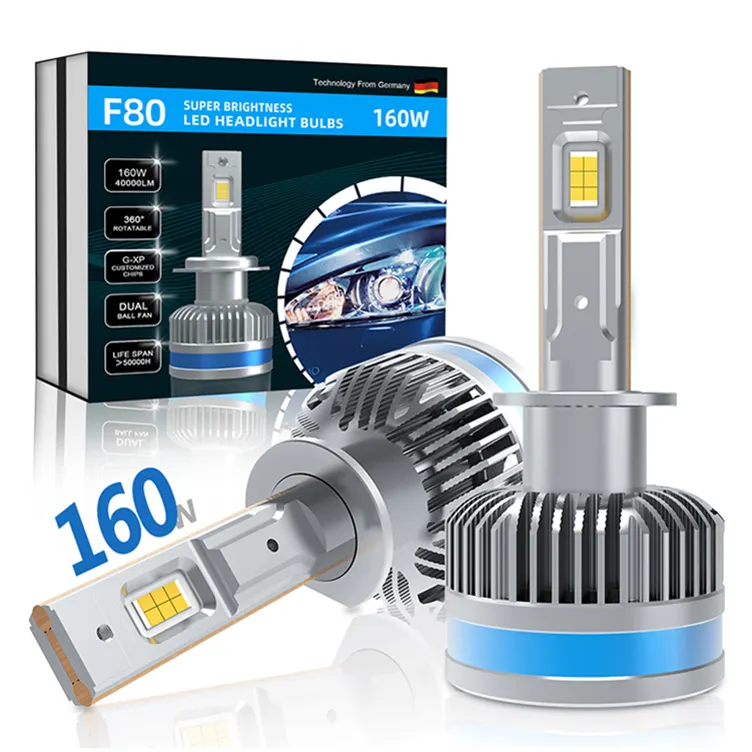 360 degree led headlight bulbs F80 H1 super bright high 160 watts led car auto headlight 40000 lumen