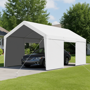 Tettoia per Auto D0100XU433A 10x20FT, Riparo Esterno Resistente con Pareti Laterali per Auto, Colore Bianco - Product Image 2