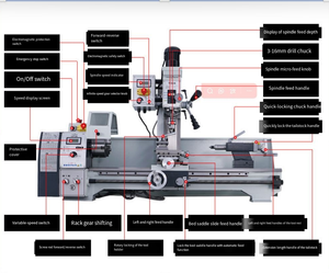 El torno de metal manual multifunción semiautomático TCP290 1100W es una máquina herramienta de alta calidad y alta precisión - Product Image 4