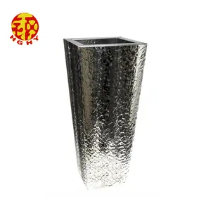 hotel luxury tall planter hammered stainless steel vase long metal flower pots