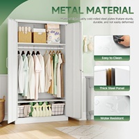 Armoire en acier ventilée, penderie métallique avec étagères personnalisables, meuble de rangement autoportant pour chambre à coucher