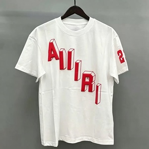 เสื้อยืดแขนสั้นผ้าฝ้าย 100% คุณภาพหรูหรา สไตล์ลำลอง พิมพ์ลายแฟชั่นฤดูร้อน AMI RI ทรงหลวมสำหรับผู้ชาย - Product Image 1