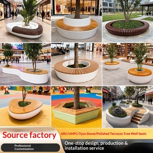 Banc en bambou Taiko, pot de fleurs GRC, siège en fibre de verre, bassin pour arbre, chaise de loisirs extérieure, fabricant sur mesure - Product Image 5