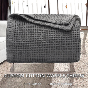 Wholesale Customized Stylish Luxury Knitted 100% Cotton Solid Waffle Four Seasons Anti-Pull Cartoon American Style <b>Sofa</b> Throw - Product Image 2