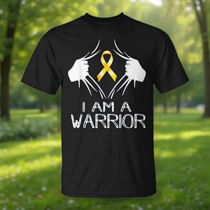 T-shirt con nastro dorato per la consapevolezza del cancro infantile I Am A Warrior - Product Image 3