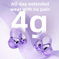 Écouteurs Bluetooth à clip d'oreille pour fille, étanches 52 heures, contrôle tactile, suppression du bruit, vente en gros fabricant, couleur argent