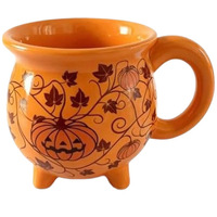 Tasse en céramique Caldeirons Citrouilles d'Halloween, Pot de Sorcière à 3 Pieds, Tasse à Café, Décoration Automne Récolte, Cadeau Vaisselle