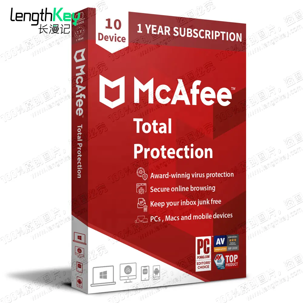 McAfee-envío por correo electrónico en línea, protección Total, 24/7, 10 dispositivos, clave de enlace de 1 año, Software de seguridad, activación oficial del sitio web, 2023