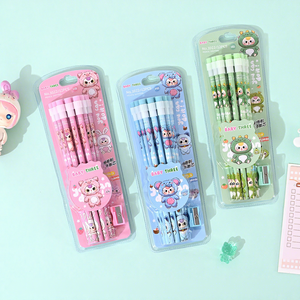 Juego de 12 Lápices de Madera HB con Borrador Grande Creativo de Dibujos Animados Multicolor, Temática K-POP Demon Slayer Girl Group, Superventas Transfronterizo - Product Image 4