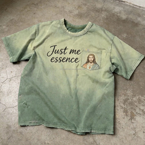 Camiseta vintage personalizada para hombre, estilo acid wash, cuello redondo, algodón grueso, impresión DTG, corte cuadrado, desgastada, con gráfico. - Product Image 1