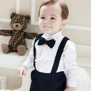 Chemises plissées personnalisées pour bébés garçons, costumes de cérémonie 2 pièces, smoking, nœud papillon, froncé, pour nouveau-né, 1er anniversaire - Product Image 2