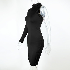 Vestido de Mujer de Manga Larga de Alta Calidad, Color Sólido, Sexy, Informal, para Club Nocturno, Mini Vestidos de Poliéster para Damas 20221 - Product Image 5