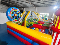 Château gonflable commercial à thème cirque pour enfants, toboggan, aire de jeux gonflable 5x5x4M en PVC pour l'extérieur