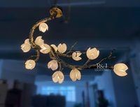 Lustre moderne de luxe en laiton massif à 14 lumières pour salon chambre à coucher en verre de Murano à 14 niveaux fleur branche d'arbre Design élégant