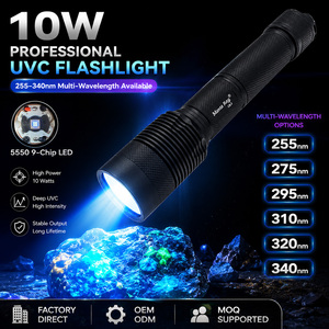 Linterna UVC Profesional de 10W, de Aluminio, para Camping, 255nm 310nm 275nm 254nm, UV Profundo, 26650, Detección de Fluorescencia Mineral, Manta Ray - Product Image 2