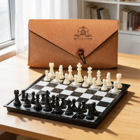 Jeu d'échecs magnétique pliable 25cm 5.2cm Roi ABS Métal Pochette en daim Pro Voyage École Jeu Stratégie Logique Éducatif Loisir Kit