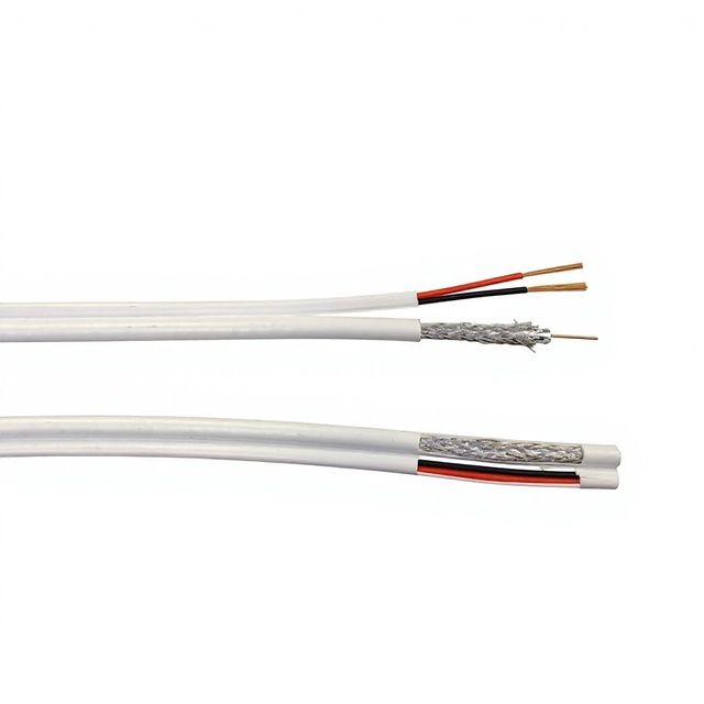 Coaxial Cable RG59 With Power 18AWG 95 Percent Braid 100m 200m Reel Pure Copper CCTV Camera Video Power Composite