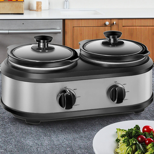 Nồi nấu chậm đôi di động 2 1.25 có thể tháo rời QT. Hình bầu dục chèn cá nhân nhiệt kiểm soát <span class=keywords><strong>2.5</strong></span> Quarts thép không gỉ tự chọn - Product Image 2