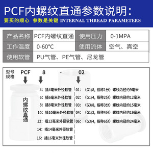 Ruilang Pneumatics <b>Quick</b> Coupler Internal Thread Straight Hose <b>Connector</b> 4-M5 6-01 10-03 Pneumatic Parts - Product Image 5