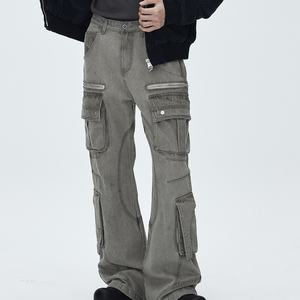 กางเกงยีนส์ทรงกระบอกแบบหนาพิเศษ ดีไซน์แบบชุดทำงานผู้ชาย มีกระเป๋าหลายช่อง ทรงหลวม ขากว้าง เหมาะสำหรับกิจกรรมกลางแจ้งและสวมใส่สบายๆ - Product Image 4