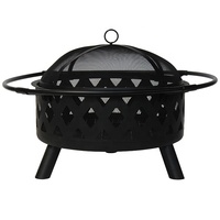 Garife GM10102 Vente chaude Brasero d'extérieur à bois avec écran anti-étincelles, grille à bois, pique à feu, en acier rond