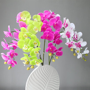 Multi-color <strong>Artificial</strong> <strong>Orchid</strong> Flowers 9 <strong>Large</strong> Heads of Real Touch Vivid Phalaenopsis <strong>Orchid</strong> Flower Stem Wedding Table Decor - Product Image 2