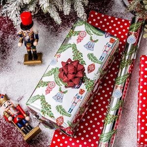Burymento Christmas <b>Wrapping</b> <b>Paper</b> Reversible Silver Nutcrackers 17 In X 32.8 Ft Gift Craft Packaging - Product Image 2