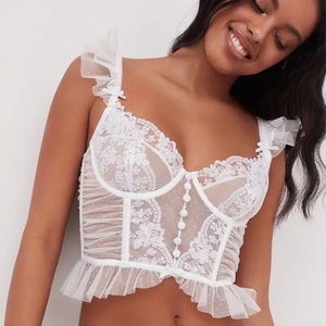Soutien-gorge sexy en dentelle, dos nu, transparent, avec baleines, style corset pour femme - Product Image 1