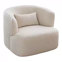 Fauteuil pivotant de style nordique, luxe léger, une place, en fausse fourrure Sherpa, pour cafés, hôtels et bureaux de vente