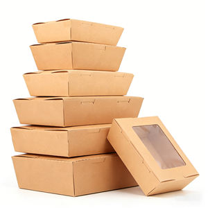 Kingwin カスタム印刷 生分解性 使い捨てクラフトランチボックス 持ち帰り用容器 ファストフード包装 テイクアウト用食品紙箱 - Product Image 1