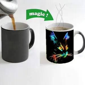 Tazas mágicas sensibles al calor, tazas de café de cerámica con cambio de color, con logotipo personalizado, para viaje y acampada, las más baratas, 11oz