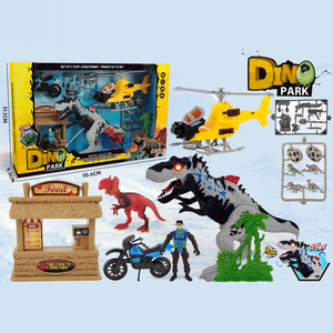 Ensemble d'aventure éducatif en plastique unisexe avec dinosaures, animaux et véhicules, avec lumières et sons, scène de sauvetage, jouet cadeau pour enfants - Product Image 1
