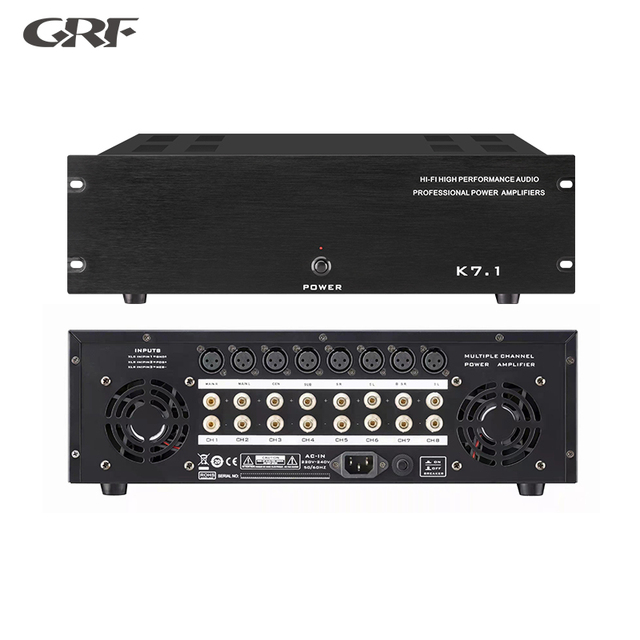 Black and Gold 600W Subwoofer AB Class Amplifier Movie 8-Channel Amplifier