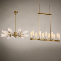 Lustre Nordique de Luxe Rétro Américain Style Ferme pour Salle à Manger et Cuisine, Suspension en Laiton en Forme de Branche