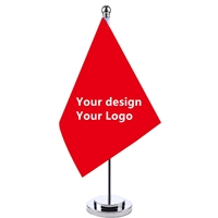 Drapeau en polyester et plastique en forme de diamant, style volant, imprimé par transfert thermique, personnalisable avec votre logo, 14x21cm, avec support de bureau.