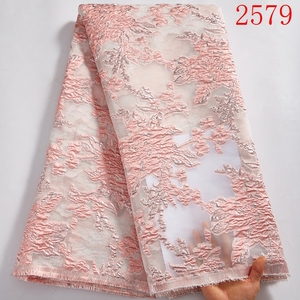 Tissu africain en dentelle Brocade dorée, étoffe Jacquard, Organza, Tulle français, doux, couture de mariage, <span class=keywords><strong>2021</strong></span>, nouvelle collection 2579 - Product Image 5