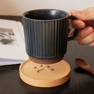 Round <b>Cute</b> <b>Bear</b> Paw Pattern Beech Wood Drink Coasters for Cup Coffee Tea Beer - Product Image 4