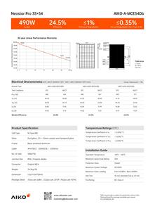 Aiko AIKO-A-MCE54Db 480W 485W 490W Neostar <span class=keywords><strong>Pro</strong></span> 3S + 54 Bifaciale Dubbel-Glazen Zonnepaneel Fotovoltaïsche Paneel - Product Image 3