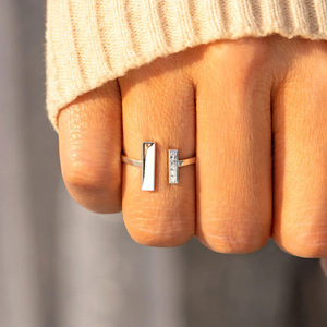 Wholesale Minimalist Square Open Crystal Silver Plated Stainless Steel <b>Ring</b> Factory Direct Price Bulk Stock Simple Stackable - Product Image 1