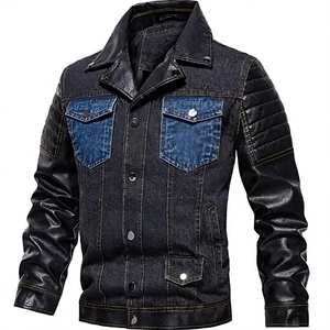 Chaqueta de Motociclista Casual de Lana para Hombre, al por Mayor, para Deportes, con Mangas de Cuero Sintético Personalizadas, Cuello Alto, Teñido Liso, para Otoño - Product Image 2