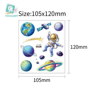 Rocketship Universe Sun Moon Tatouages Autocollant pour Enfants Garçons Party Favors Fournitures Espace Tatouages Temporaires pour Enfants - Product Image 2