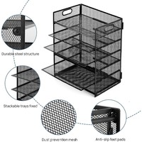 Organizador de Papel Metálico de 6 Niveles con Recubrimiento en Polvo Ecológico, Bandeja para Cartas, Organizador de Archivos de Escritorio de Malla con Asa, Clasificador de Papel, Carpeta de Archivos