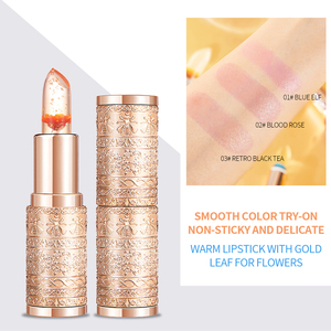 Vente en gros OEM <span class=keywords><strong>rouge</strong></span> à lèvres 3 couleurs cristal fleur gelée baume à lèvres feuille d'or PH sensible à la température tasse antiadhésive étiquetage personnalisé - Product Image 5