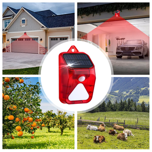Alarme solaire Détecteur de mouvement 129dB Alarme stroboscopique 6 LEDs avec lumière <span class=keywords><strong>sonore</strong></span> pour la ferme - Product Image 6