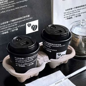 Vasos de papel desechables para bebidas calientes con impresión personalizada de 8oz y 12oz para café desechables con tapa para llevar pla - Product Image 3