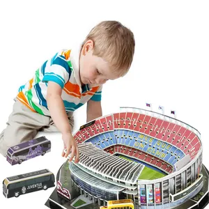 DIY组装足球场模型玩具迷你仿真建筑建筑玩具3D益智玩具儿童套装