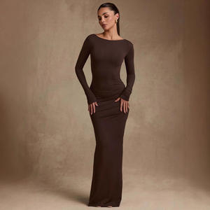 Nuevo vestido ajustado de Color sólido de gama alta de primavera/verano Europeo Americano para <span class=keywords><strong>Amazon</strong></span> Cross-Border Slim Fit vestido de <span class=keywords><strong>fiesta</strong></span> largo Sexy - Product Image 5