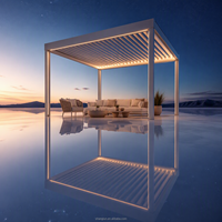 Pergola motorisée en aluminium avec toit à lames rétractables, observatoire, terrasse, lames orientables, toit vitré pour observation des étoiles